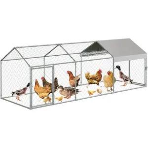 Large Metal Chicken Coop,120" x40x40 Heavy Duty Walk-in Chicken Runs with Waterproof and Anti-Uv Cover,Portable Poultry Cage Hen House Outdoor Backyard Farm Playpen Exercise Pen for Rabbit Duck