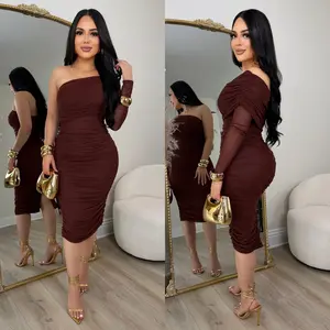 Alanis Mesh Dress (Brown)