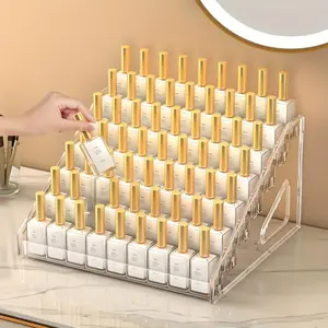 Foldable nail polish display stand - countertop storage box, with multiple compartments, suitable for storing nail care products in bathrooms and salons, space-saving design, nail polish storage box, compact shape, sturdy structure, for beauty lovers