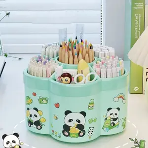 A Brand New 360-degree Rotating Pen Holder Storage Box, Multi-functional And Large-capacity, Suitable for Office Desks, Makeup Brushes, Students, And Home Stationery Storage. Comes with One Random Sticker, with A Random Pattern