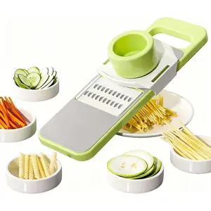 Multi-Functional Mandoline Slicer and Chopper, 6-in-1 Mandoline Slicer for Kitchen with Interchangeable Blades, Multi-Veggie Cutter, Food Chopper with Stainless Steel Blades, Safe Hand Guard, Ideal for Salad, Meal Prep & Healthy Cooking