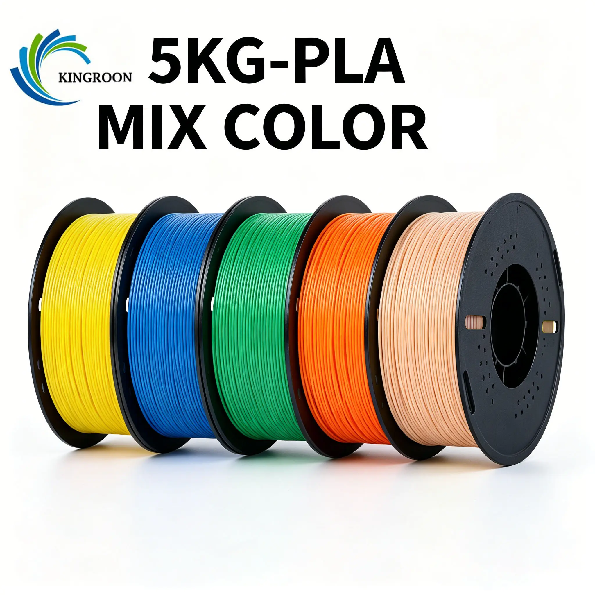 KINGROON PLA 3D Printer Filament, 1.75mm, 5kg Assorted Multicolor Bundle (5 Spools × 1kg) for Makers & FDM 3D Printers, Beginner-Friendly, High Precision, Easy Printing, Strong Layer Adhesion, Dimensional Accuracy, Multi-Colors