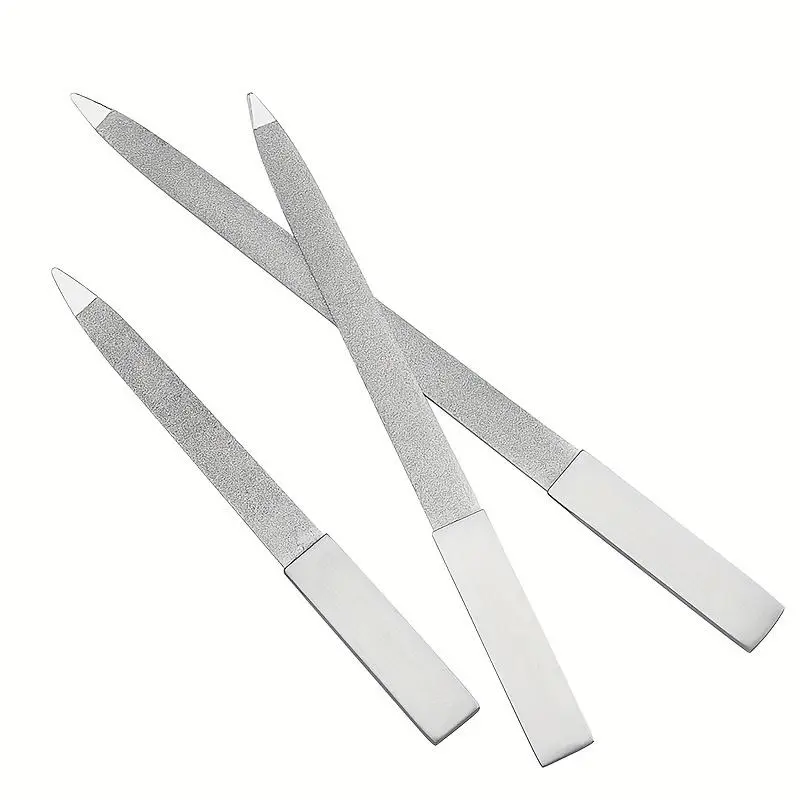 3Pcs Nail File Stainless Steel Double Side Nail File Buffer Metal File Fingernails Toenails Manicure Files for Salon and Home