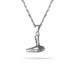 PROSTEEL Hairdryer Pendant Necklace Stainless Steel Hair Stylist Hair Salon Necklaces Jewelry Unisex For Men Women with Gift Box