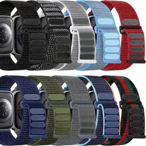 10 Pcs Soft Nylon Sport Band for Apple Watch, Compatible with 38-49mm, Unisex Breathable Elastic Woven Strap, Series Ultra/10/9/8/7/6/5/4/3/2/1/se