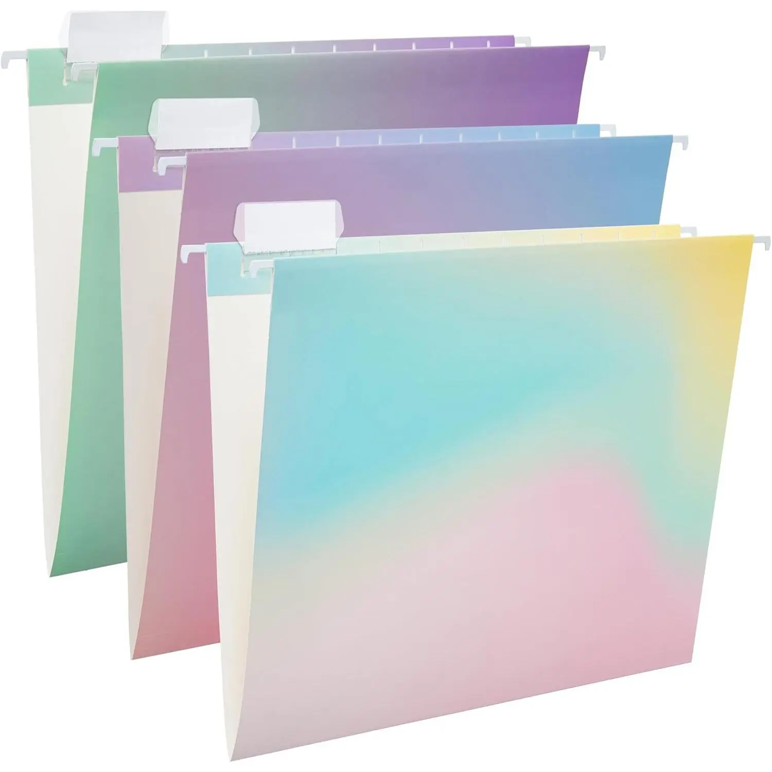 6 Pack Decorative Hanging File Folders Letter Size Cute Hanging Folder Prett File Folder Organizer for Filing Cabinet Office Home with 1/5-Cut Adjustable Tabs, Gradient Glow