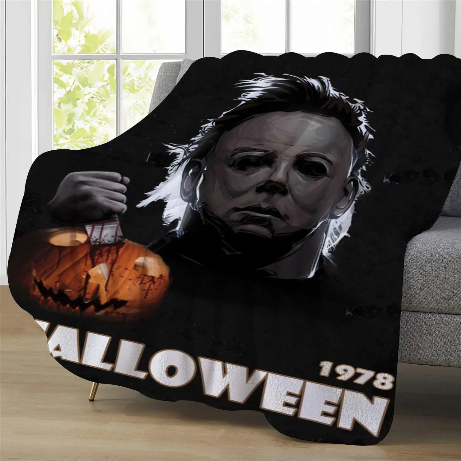 FJTP Horror Movie Blanket Halloween Blanket Super Soft Flannel Throw Blanket Lightweight Fluffy Plush Fuzzy Bed Blanket for Bedding Sofa and Travel Gi
