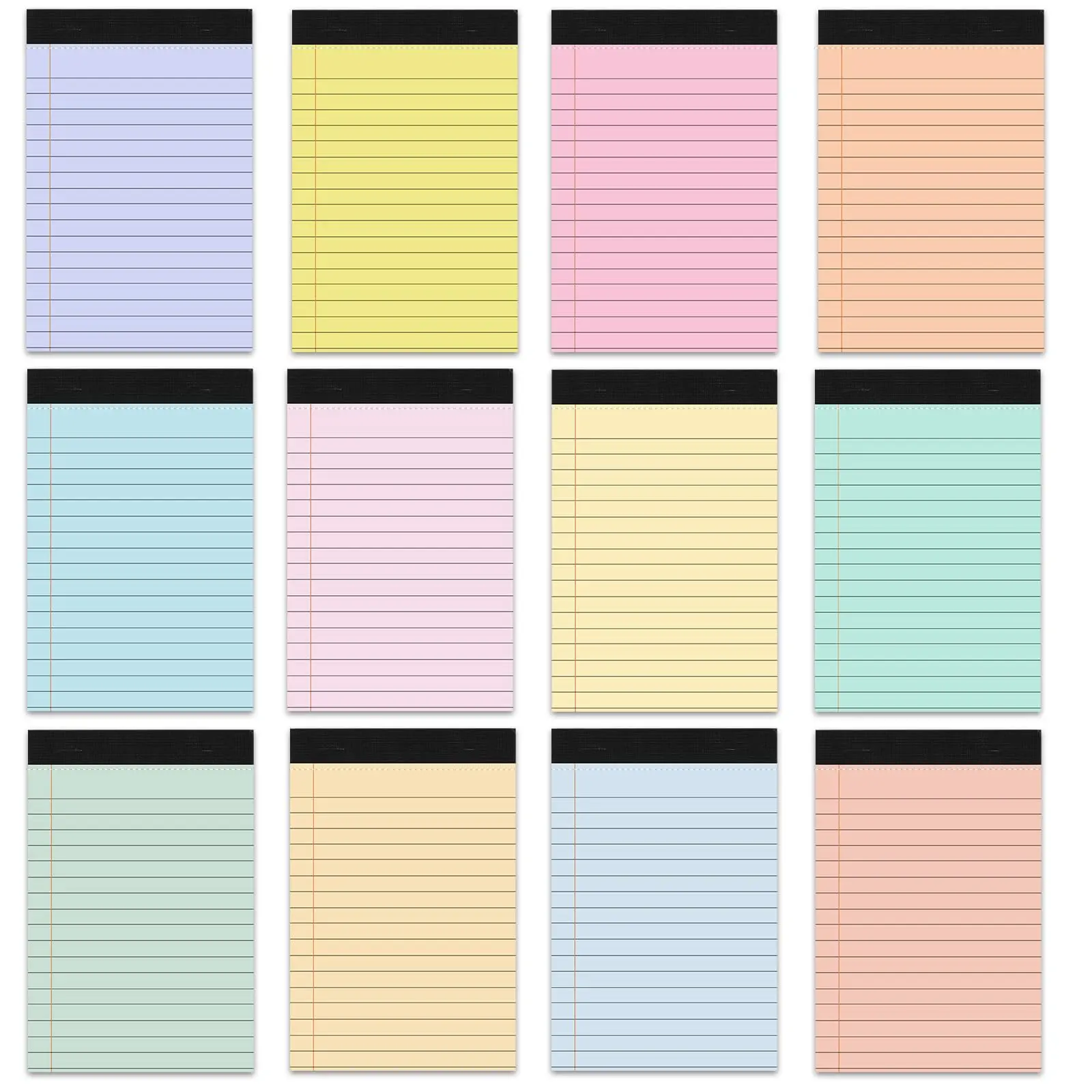 12 PCS 4" x 6" Small Legal Pad College Ruled Lined Mini Legal Pad 80 GSM Pastel Colored Memo Notepad 30 Sheets Memo & Scratch Notepad for Home Office School Work Business To Do List Grocery List