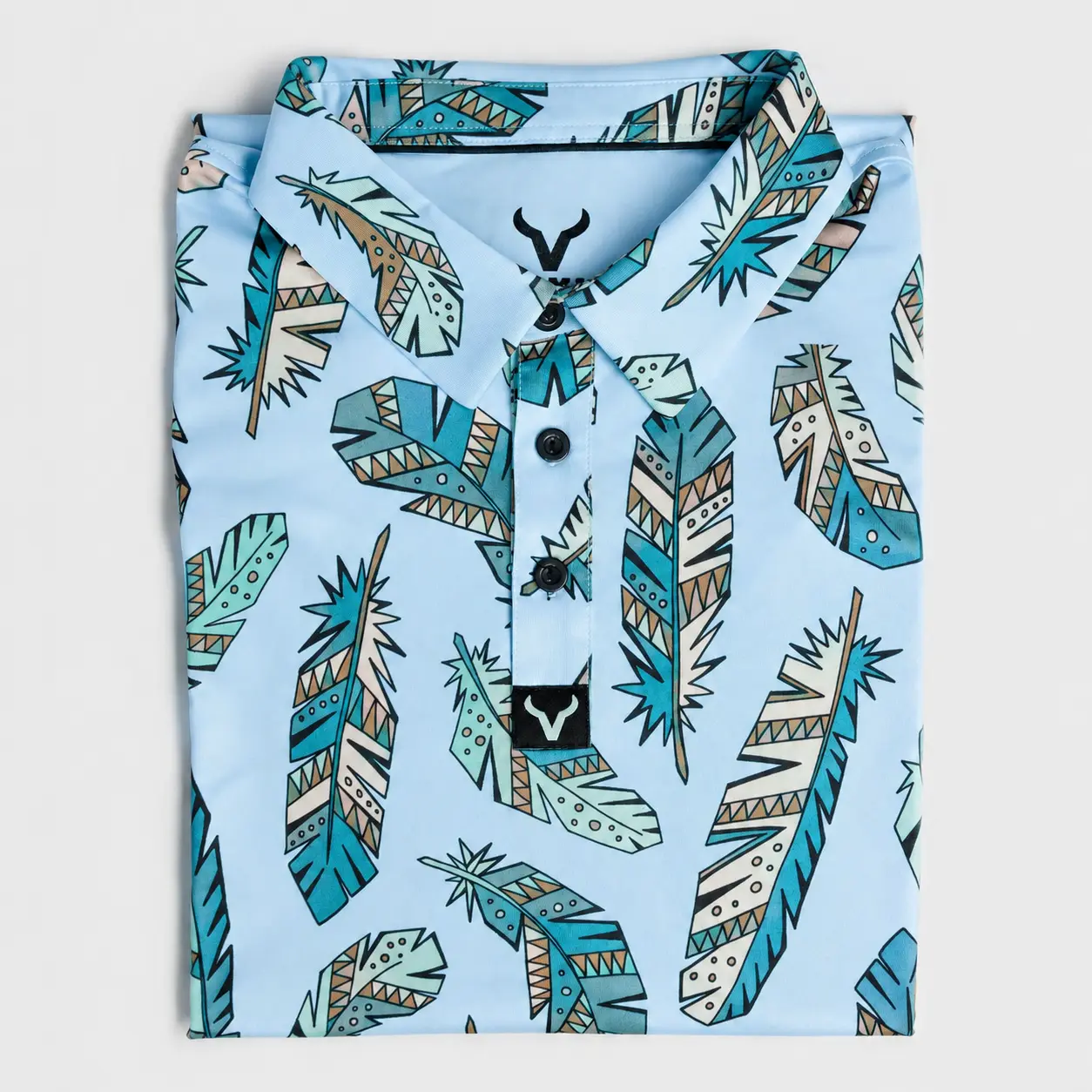 Vexil Brand - Polo - Tribal Feather - Sky Blue