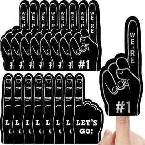 24 Pcs Mini Foam Finger Baseball Fan Mini Foam Finger, We're # 1 Sports Themed Party Supplies for Baseball Hockey Football Basketball Events Team Gifts(Black)