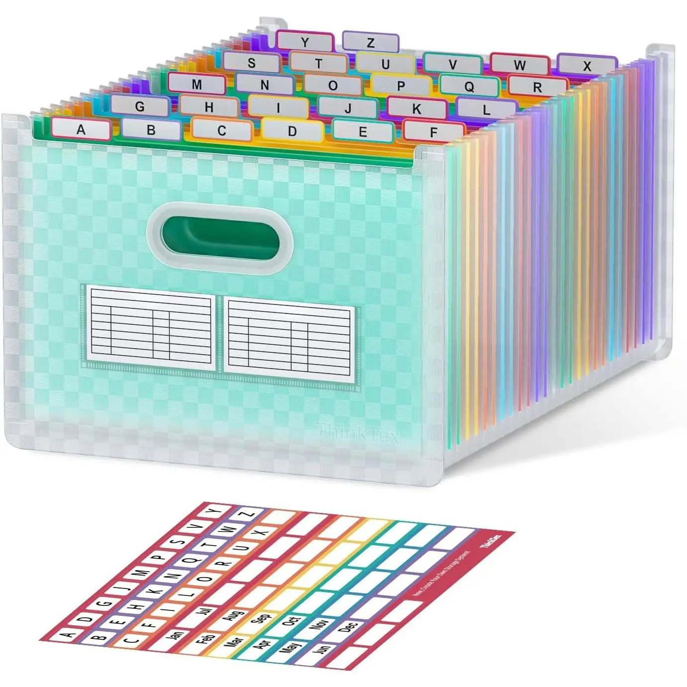 26-Pocket Accordion File Organizer, Upright & Open Top, A-Z Colorful Tabs, High Capacity Expanding File Folder, Letter/A4 Size Essentials for School, , and Office- Green