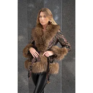 KENZY-JACQUARD FAUX FUR JACKET