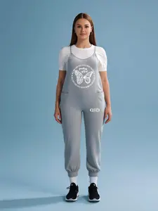 【Plus Size】 Butterfly Print Overalls Jumpsuit, Casual Comfy Overalls Jumpsuit for Daily Wear, Women's Plus Clothing for All Seasons