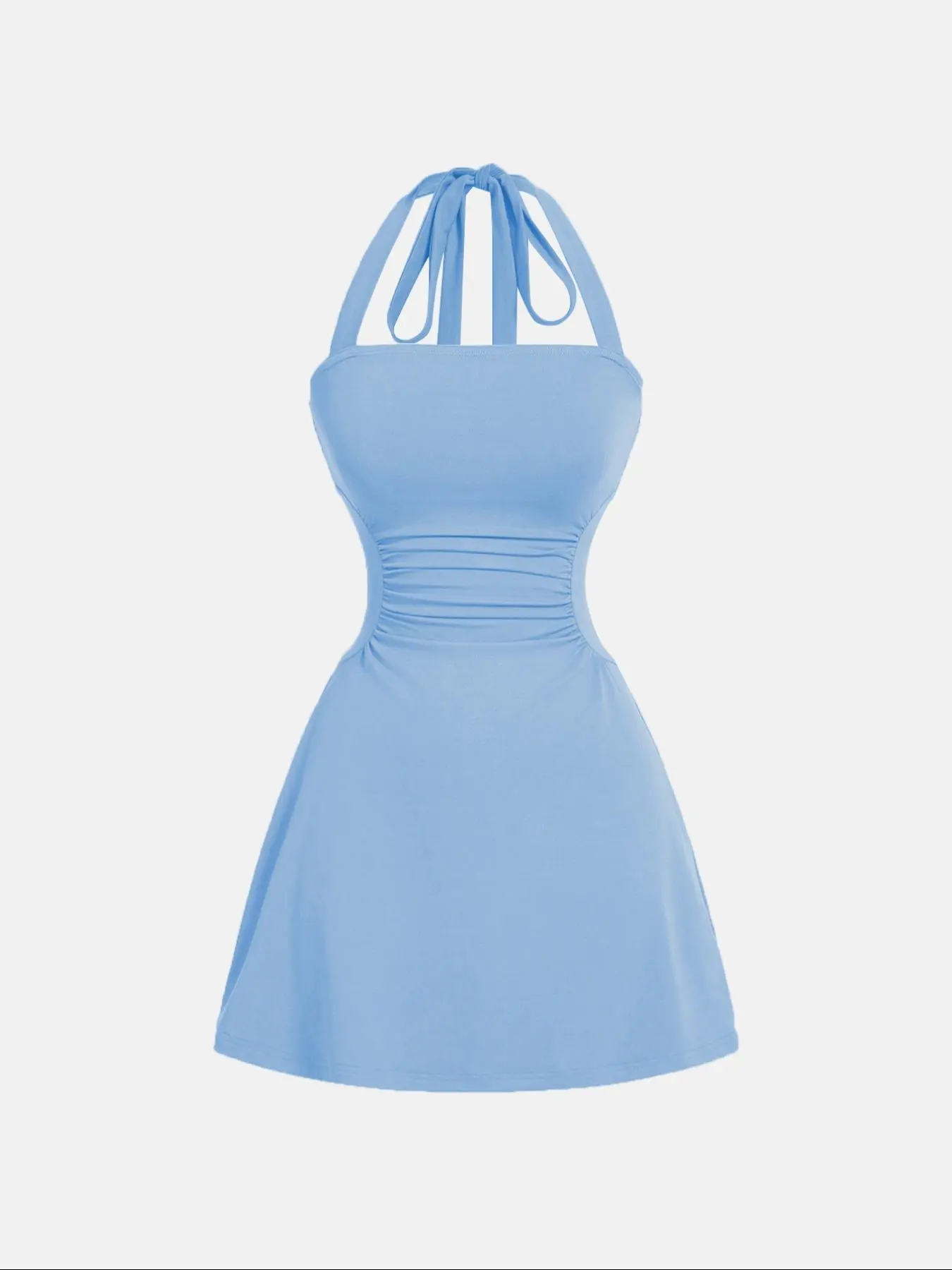 white christmas dresses Red Halter Neck Short Dress With Back Bow main image 0