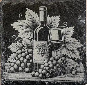 Laser Engraved Slate Coasters - Rustic Vineyard - SET OF 4