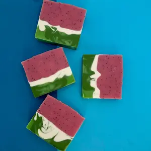 Watermelon Bar Soap - Refreshing & Hydrating - Real Watermelon Extract - 300g Net Weight - Natural Ingredients - Coconut Oil, Olive Oil, Shea Butter - Body Care