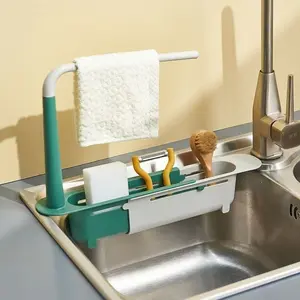 1 Adjustable Sink Rack—Adjustable Sink Organizer and Expandable Kitchen Towel Rack