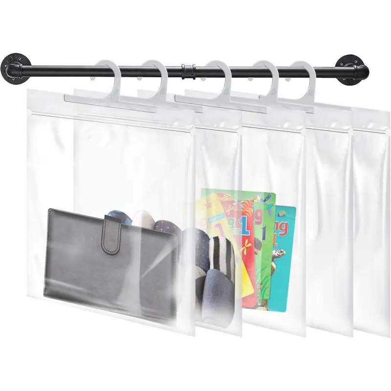Hanging Storage Bags 10 Pack 20 Pack, Large Hook 10 x 12.5-inch Clear Plastic Bags for Classroom, Library and Pharmacy Use（gift）