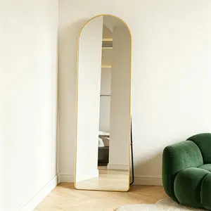 Goldtai- Full Length Mirror Hanging or Leaning Against Wall, with Stand Aluminum Alloy Thin Frame for Living Room Bedroom Decorating Home 61in×17.72