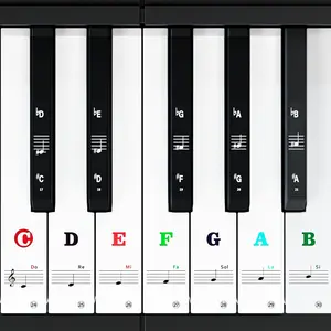 Piano Keyboard Stickers for 88/61/54/49/37 Key, Bold Large Letter Piano Stickers for Learning, Removable Piano Note Sticker Letters, Notes Label for Beginners and , Multicolor