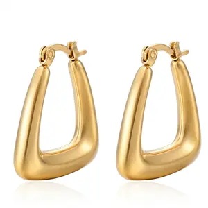 18K Gold Plated Triangle Hollow Earrings