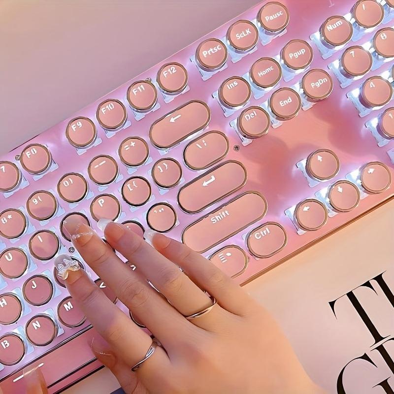 Pink Gaming Keyboard - Typewriter Style