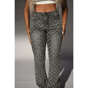 Sareka Grey Wash Rhinestone Stacked Flare Jean