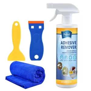 Adhesive Remover - Glue Remover Spray with Scraper & Towel for Car, Bumper, Floor, Wall, Glass - Safe on Paint & Metal - Removes Decal, Tape, Stickers, Labels, Residue - 200ml/6.8oz
