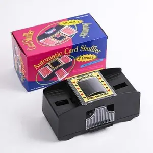 2-Deck Automatic Card Shuffler with Automatic Shuffle, Card Slots & Dual Power – Casino Poker Playing Game Accessory for Home & Party Supplies