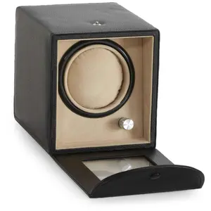 Diplomat Black Leather Watch Winder - Luxurious Single Watch Storage