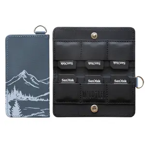 Wilderness SD Card Holder with 6-Slots | PU Leather, Camera Accessory, Travel Case w/ D-Ring