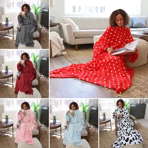 Catalonia Wearable TV Blanket with Sleeves Arms Micro Plush Mink Fleece Wrap Throw Robe 73 x 51”