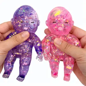 Mega Glitter Squishy Baby Toy, Mega Glitter Slow Rising Squeeze Toy for Stress Relief, Soft Sensory Fidget Toy for Kids & Adults, Cute Stretchy Collectible Sparkly Squishies