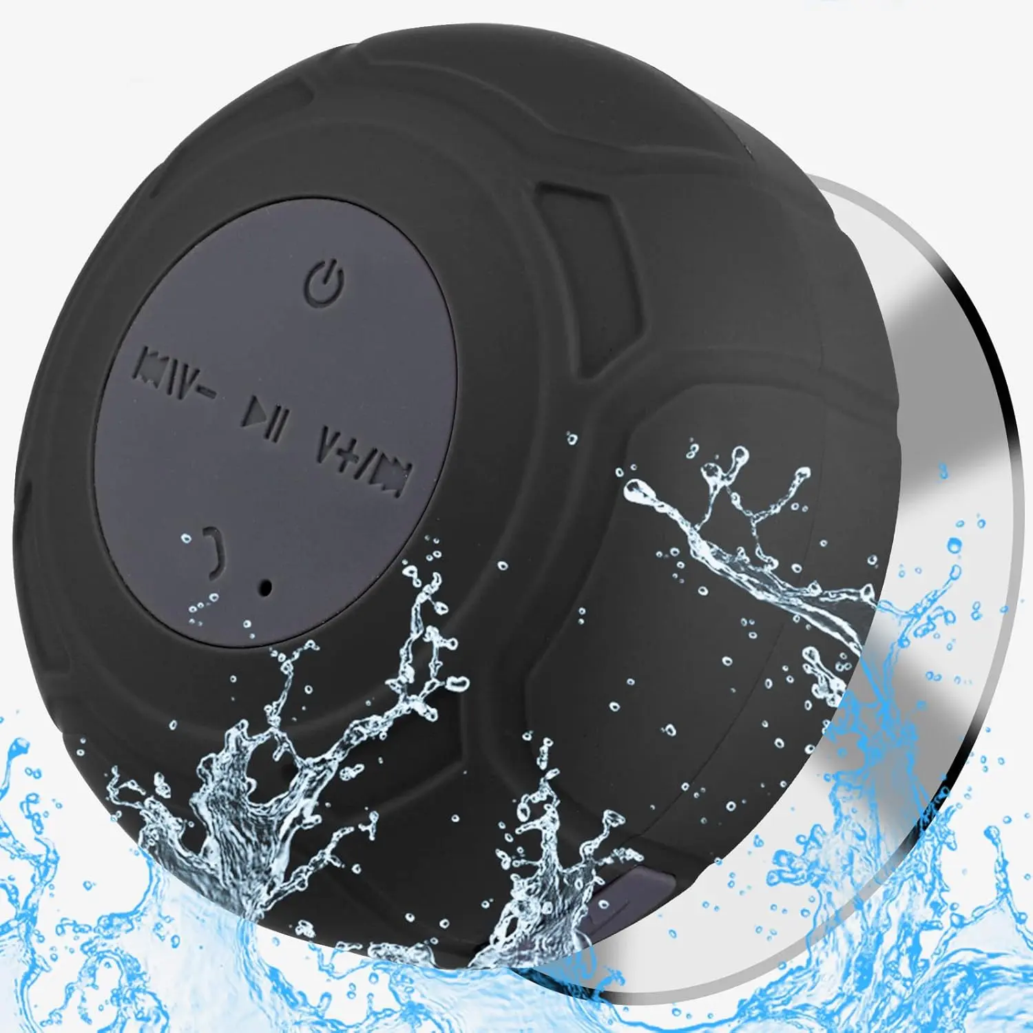 Waterproof Bluetooth Shower Speaker Portable Wireless Water-Resistant Speaker Suction Cup,Built-in Mic Gifts for Kids Speakerphone for iPhone Phone Tablet Bathroom Kitchen - White