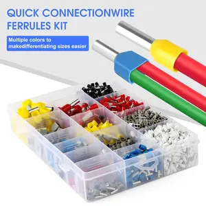 [Hand Tools Kits] 2000 Piece Ferrule Set,Including 1800 Type E Pipe And 200 TE Type Tubes,0.5 mm² - 10 mm² Twin and Single Line Ferrules,Assortment Box,for Wire Connection,Halloween Decor Gifts