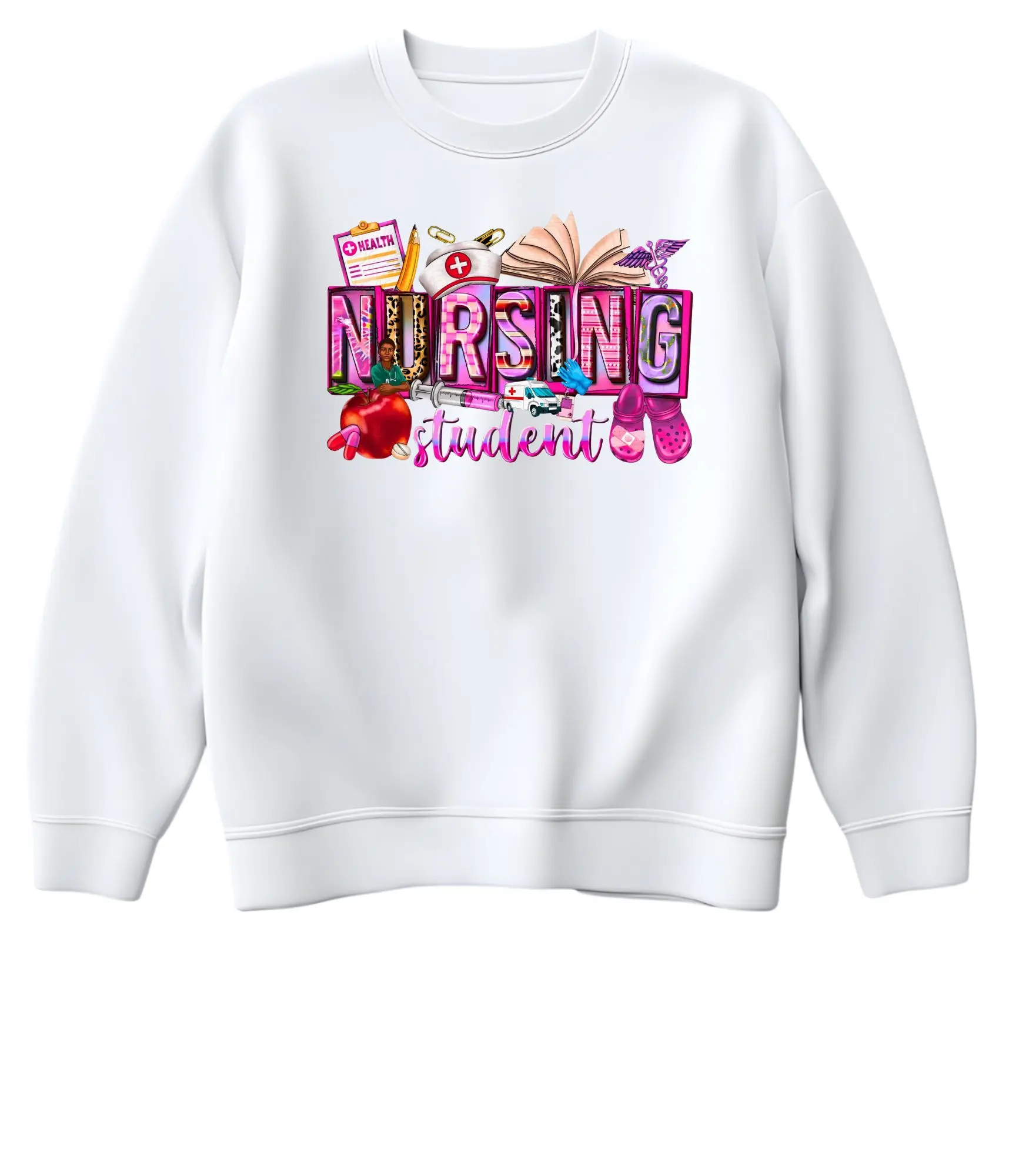 Nursing Student Sweatshirt Women's Black Pullover Long Sleeve Crewneck Comfortable Fit Ideal for Study Sessions