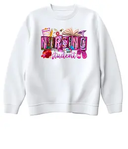 Nursing Student Sweatshirt Women's Black Pullover Long Sleeve Crewneck Comfortable Fit Ideal for Study Sessions