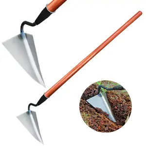 Vaseeka Heavy-Duty V-Shaped Garden Hoe with Sharp Triangular Blade Ideal for Digging Loosening Ridging and Turning Soil Manual Operation No Electricity Required Vintage-Style Aluminum Landscape Rake Durable Gardening Tools