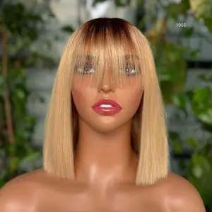 Blond Bob Wigs Straight 2x6 Lace Closure Bob Wigs Human Hair 1055 Model 10 inches