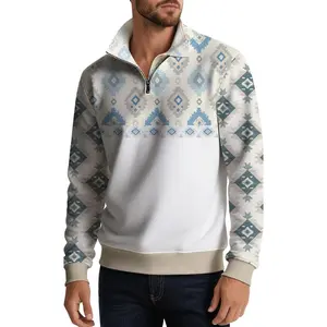 Unisex Trendy Oversized Pullover – Quarter Zip Stand Collar Long Sleeve Sweatshirt