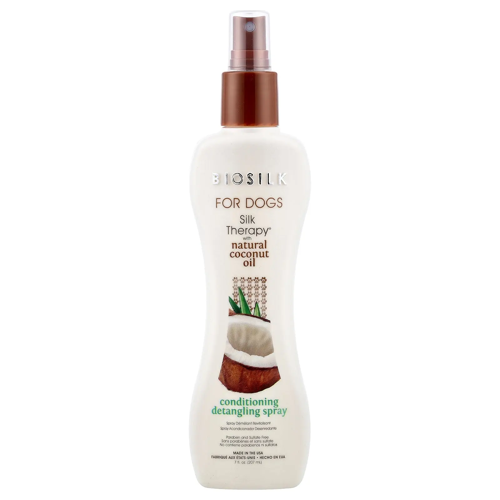 Biosilk Silk Therapy® with Natural Coconut Oil, Conditioning Detangling Spray, For Dogs, 7 fl oz (207 ml)