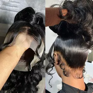 Bling Hair 360 HD Lace Front Wig Human Hair Body Wave 180 Density Full Lace Straight Wigs Pre Plucked Natural Hairline For Black Women with Baby Hair