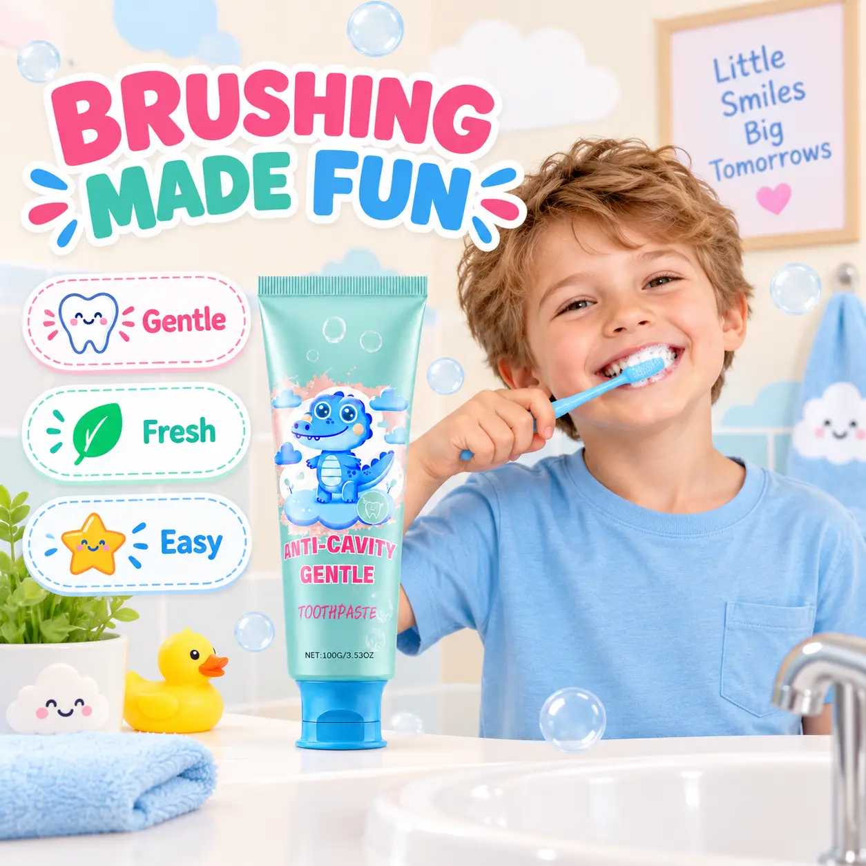 Dentist-Formulated Kids' Fluoride-Free Toothpaste with Nano Hydroxyapatite, Gentle Sensitive Daily Oral Care, Remineralizes Formula, Natural Bubblegum Berry Flavor