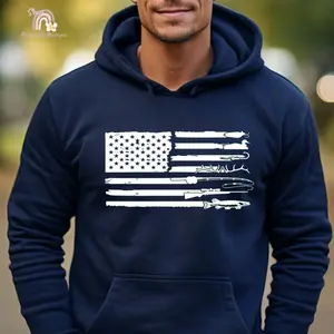Hunting & Fishing Flag Unisex Hoodie Menswear Classic Cotton