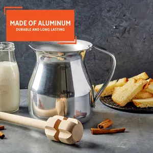 2 Quart Aluminum Chocolatera Pitcher, Silver