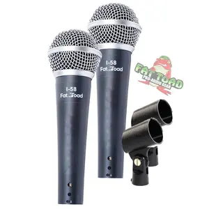 Dynamic Vocal Microphones (2 Pack) with Clips FAT TOAD | Singing Wired Microphone for Music Instrument, Stage Performances & Home Studio Recording or DJ Karaoke | Cardioid Handheld, Unidirectional Mic