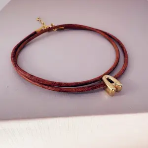 Leather necklace with waterproof  Charm for Stylish Everyday Wear