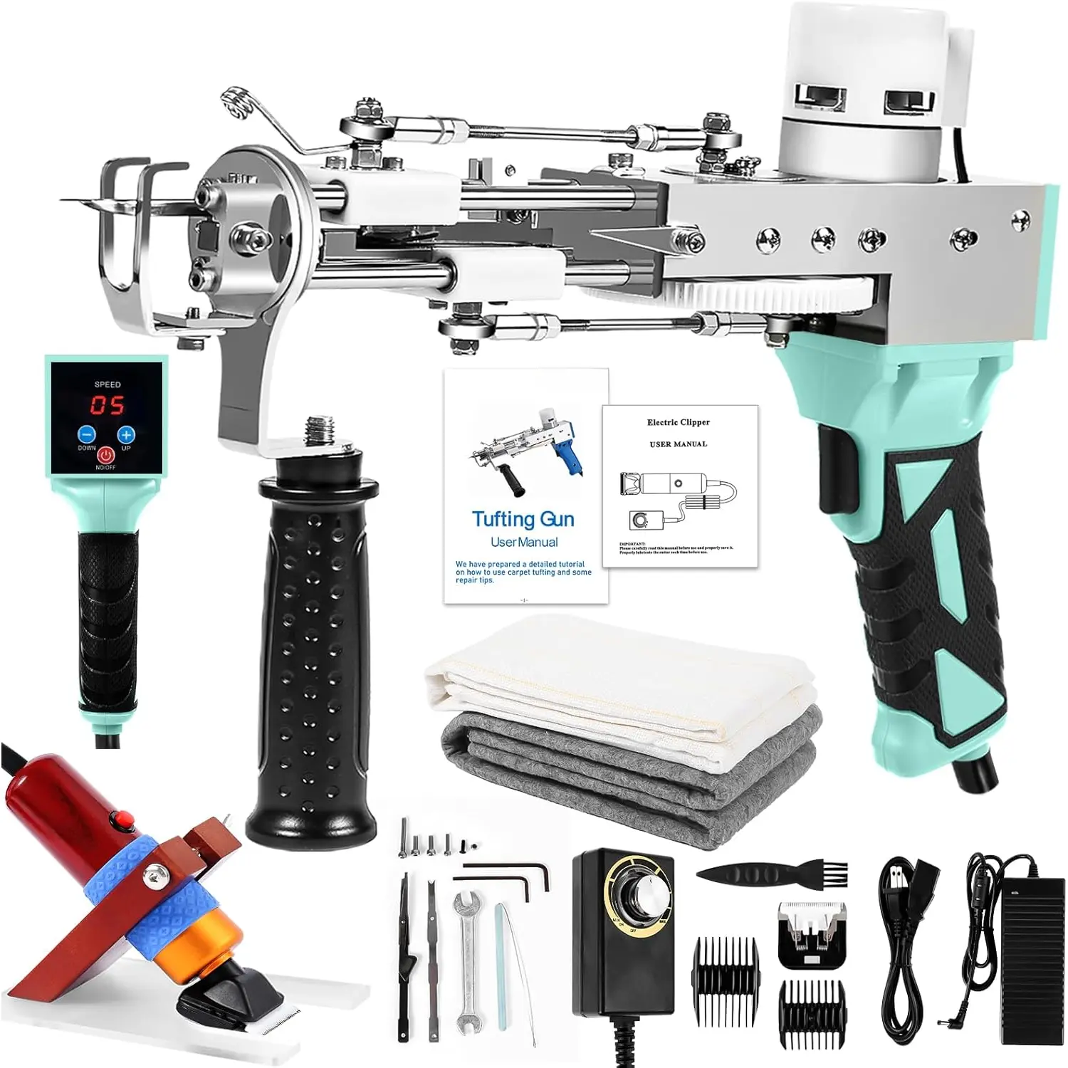 Rug Tufting  with Carpet Trimmer Kit,Tufting  Starter Kit Professional Tufting Rug Making Machine ,2 in 1 Cut Pile Loop Pile Tufting  Kits for Beginners and Amateur