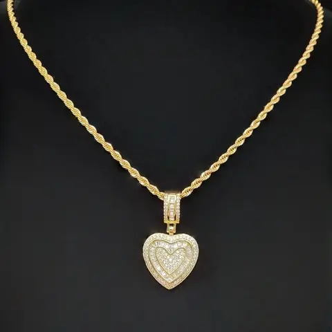 Heart Shaped Artificial Zircon Pendant Necklace for Women, Fashion Jewelry for Party, Daily Clothing Decor, Trendy All-match & Exquisite Jewelry for Birthday Gift, Love Heart Necklace, Decorative Necklace