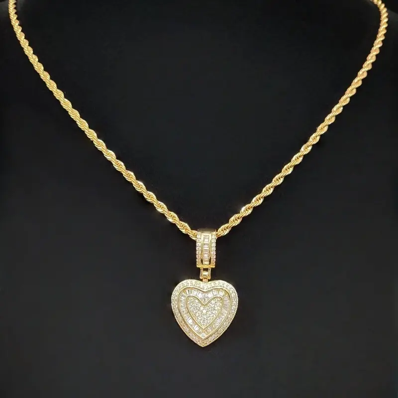 Heart Shaped Artificial Zircon Pendant Necklace for Women, Fashion Jewelry for Party, Daily Clothing Decor, Trendy All-match & Exquisite Jewelry for Birthday Gift, Love Heart Necklace, Decorative Necklace